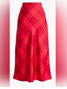 J. Crew Factory Printed Bias Slip Skirt in Autumn Crimson Candy